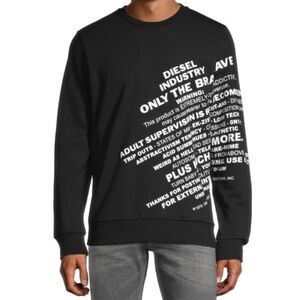 Diesel | Graphic Print Crewneck Sweatshirt Size M Black White